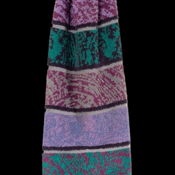Vintage Hand Towel with Crochet Loop 90s Multi-Pattern  Postmodern Funky Artsy - Picture 5 of 7